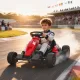 24 V-os elektromos gokart gyerekeknek, 18 km/h-ig, drift funkcióval ellátott gokart, 2 motorral ellátott drift kart, állítható ülés, piros