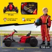 24 V-os elektromos gokart gyerekeknek, 18 km/h-ig, drift funkcióval ellátott gokart, 2 motorral ellátott drift kart, állítható ülés, piros