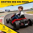 24 V-os elektromos gokart gyerekeknek, 18 km/h-ig, drift funkcióval ellátott gokart, 2 motorral ellátott drift kart, állítható ülés, piros