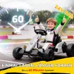 24 V-os elektromos gokart gyerekeknek, 18 km/h-ig, drift funkcióval ellátott gokart, 2 motorral ellátott drift kart, állítható ülés, fehér