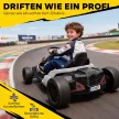 24 V-os elektromos gokart gyerekeknek, 18 km/h-ig, drift funkcióval ellátott gokart, 2 motorral ellátott drift kart, állítható ülés, fehér