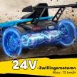 24 V-os elektromos gokart vezetéshez és driftelésre, nejlon gumiabroncsokkal, biztonsági övvel, kürttel, zenével 8-12 éves korig, kék