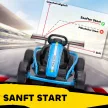 24 V-os elektromos gokart vezetéshez és driftelésre, nejlon gumiabroncsokkal, biztonsági övvel, kürttel, zenével 8-12 éves korig, kék