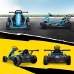 24 V-os elektromos gokart vezetéshez és driftelésre, nejlon gumiabroncsokkal, biztonsági övvel, kürttel, zenével 8-12 éves korig, kék