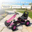 Pedálos gokart gyerekeknek, állítható magasságú ülés, EVA kerekek, fék, kuplung, 3-8 éves korig, rózsaszín