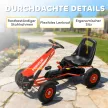 Pedálos gokart gyerekeknek, állítható magasságú ülés, EVA kerekek, fék, kuplung, 3-8 éves korig, piros