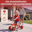 Gyerekeknek való utazóautó, fa utazóautó EVA kerekekkel, magasabb háttámlával 2-3 éves gyermekek számára, piros