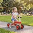 Gyerekeknek való utazóautó, fa utazóautó EVA kerekekkel, magasabb háttámlával 2-3 éves gyermekek számára, piros