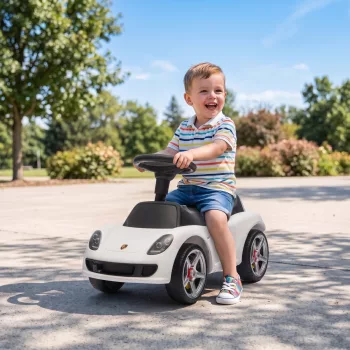   Porsche kisautó kürttel, lámpákkal és motorhanggal, 18–36 hónapos korig, fehér