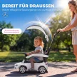 3 az 1-ben kisautó tolókarral, Mercedes-Benz kisautó kormánykerékkel, kürttel, zenével, tetővel, üléstárolóval, fehér