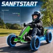  Elektro Go-Kart für Kinder 12V Gokart mit 2 Motoren, 4-fach verstellbarem Sitz Sanftanlauf EVA-Räder LED-Scheinwerfer