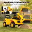 Sitzbagger Aufsitzbagger mit Schaufel Lenkrad Kinderbagger mit anhebbarer Frontwalze, Hupe, Stauraum unter dem Sitz