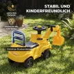 Sitzbagger Kinder Aufsitzbagger mit Schaufel Lenkrad Kinderbagger mit Hupe, Stauraum unter dem Sitz für 1-3 Jahre