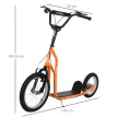 Gyerek roller 5 éves kortól, roller, városi roller, gyerek roller, roller pneumatikus gumikkal, 16/12 hüvelykes, narancssárga, 135 x 58 x 88-94 cm