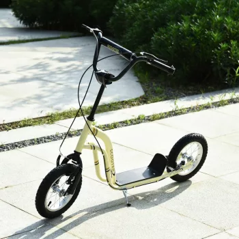   Gyerek roller 5 éves kortól, roller, városi roller, gyerek roller, roller deszka 12 hüvelykes pneumatikus gumikkal, gumi, alumínium, bézs, 120 x 58 x 85-95 cm