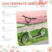 Gyerek roller, roller, városi roller, roller pneumatikus gumikkal és kézifékkel, vízálló, összecsukható, 5 éves kortól alkalmas, 16 hüvelyk, fehér, 139 x 58 x 90-96 cm
