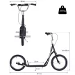 Gyerek roller pneumatikus gumiabroncsokkal, roller, városi roller gyerekeknek, kickboard, 16 hüvelykes, 5 éves kortól, állítható magasságú, fekete, 143 x 58 x 92-100 cm