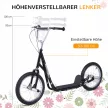 Gyerek roller pneumatikus gumiabroncsokkal, roller, városi roller gyerekeknek, kickboard, 16 hüvelykes, 5 éves kortól, állítható magasságú, fekete, 143 x 58 x 92-100 cm