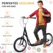 Gyerek roller pneumatikus gumiabroncsokkal, roller, városi roller gyerekeknek, kickboard, 16 hüvelykes, 5 éves kortól, állítható magasságú, fekete, 143 x 58 x 92-100 cm