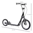 Gyerek roller 16/12 hüvelykes fékes robogó, városi roller, kickboard, 5 éves kortól használható gyermek roller, fekete, 135 x 58 x 92-100 cm