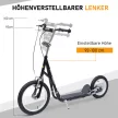 Gyerek roller 16/12 hüvelykes fékes robogó, városi roller, kickboard, 5 éves kortól használható gyermek roller, fekete, 135 x 58 x 92-100 cm