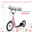 Gyerek roller légtömlős gumikkal és kézifékkel, 16 hüvelykes, magasságban állítható roller 5 éves kortól fiúknak és lányoknak, rózsaszín városi roller kickboardhoz