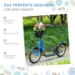 Gyerek roller fékkel, kosárral, állítható magasságú, 5-12 éves gyermekek számára, kék+fekete