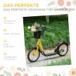  Kinder-Tretroller, höhenverstellbar, rutschfest, Stahlrahmen, abnehmbarer Korb, Bremsen, Gummireifen