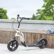 Gyerek roller állítható kormánnyal, nagy kerekekkel, kitámasztóval, kézifékkel, 5-12 éves gyermekek számára, fehér