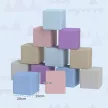 Puha építőkockák, 12 db 20 x 20 x 20 cm-es kocka, könnyen tisztítható, gyermekbiztos, 1-3 éves korig, műbőr