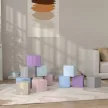 Puha építőkockák, 12 db 20 x 20 x 20 cm-es kocka, könnyen tisztítható, gyermekbiztos, 1-3 éves korig, műbőr