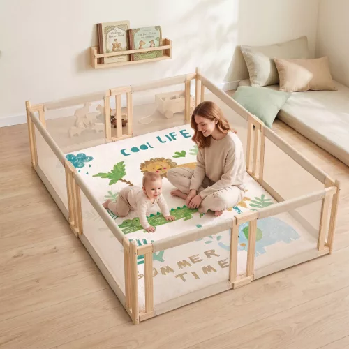  Krabbelmatte Spielmatte Baby mit Tierwaldmotiv weicher Flanell 150 x 200 cm rutschfest, wasserabweisend 0-3 Jahre