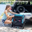Gyermek kerékpárutánfutó, 2 személyes, 2 az 1-ben összecsukható gyermek kerékpárutánfutó állítható üléssel és hevederekkel, kék