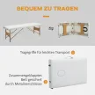 Mobil masszázsasztal, 2 zónás, összecsukható, magasságban állítható, 60 cm széles, hordtáskával, fa lábakkal, krémfehér