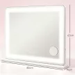  Schminkspiegel mit LED Beleuchtung 80x60 cm Kosmetikspiegel mit 3 Lichtfarben, USB-Ladefunktion, 10X Vergrößerung