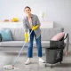 20 literes felmosóvödör facsaróval és nyéllel, kerekes felmosóvödör, műanyag, fekete