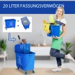 20 literes felmosóvödör facsaróval és nyéllel, kerekes felmosóvödör, műanyag, kék