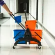 Reinigungseimer, Wischmoppeimer, rollbar, 26 Liter, Kunststoff, Metall, Orange
