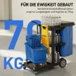 Takarítókocsi, guruló takarítókocsi 3 polccal, 70 literes szemeteszsákkal, felmosóvödörrel, kék