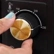 Mini sütő, kenyérpirító, időzítő, sütőrács, sütőlap, üvegablak, fém, fekete