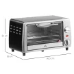 Mini sütő 10 L 750W 100-230℃ 60 perces időzítővel, sütőlappal, grillráccsal és kivehető alsó tálcával, pizzakemence ezüst színű