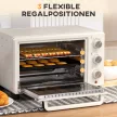 Mini sütő, kis 21 literes kenyérpirító sütő 1 sütőráccsal és 1 sütőtálcával, 3 sütési mód, 100°C-230°C, rozsdamentes acél, üveg, krémfehér