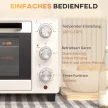 Mini sütő, kis 21 literes kenyérpirító sütő 1 sütőráccsal és 1 sütőtálcával, 3 sütési mód, 100°C-230°C, rozsdamentes acél, üveg, krémfehér