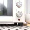 Mini sütő, kis 21 literes kenyérpirító sütő 1 sütőráccsal és 1 sütőtálcával, 3 sütési mód, 100°C-230°C, rozsdamentes acél, üveg, krémfehér