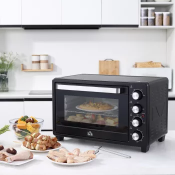   Mini sütő/kenyérpirító, 1 sütőlap, 1 grillrács, időzítő funkció, fekete
