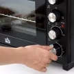 Mini sütő/kenyérpirító, 1 sütőlap, 1 grillrács, időzítő funkció, fekete