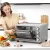 Mini sütő 32L 100°C-230°C 1600W Mini sütő sütőtálcával, morzsatálcával, grillráccsal és 3 sütési móddal Pizza sütő időzítővel Sütőtálca fogantyú Rozsdamentes acél Ezüst