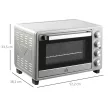 Mini sütő 32L 100°C-230°C 1600W Mini sütő sütőtálcával, morzsatálcával, grillráccsal és 3 sütési móddal Pizza sütő időzítővel Sütőtálca fogantyú Rozsdamentes acél Ezüst