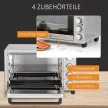Mini sütő 32L 100°C-230°C 1600W Mini sütő sütőtálcával, morzsatálcával, grillráccsal és 3 sütési móddal Pizza sütő időzítővel Sütőtálca fogantyú Rozsdamentes acél Ezüst