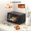 Mini sütő, 9 literes űrtartalommal, állítható hőmérséklettel és sütési idővel, grillráccsal és sütőtálcával, fekete